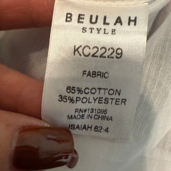 Women's Beulah Style White Short Sleeve Ruffle Rhinestone Blouse Size Small NWOT - Picture 5 of 10